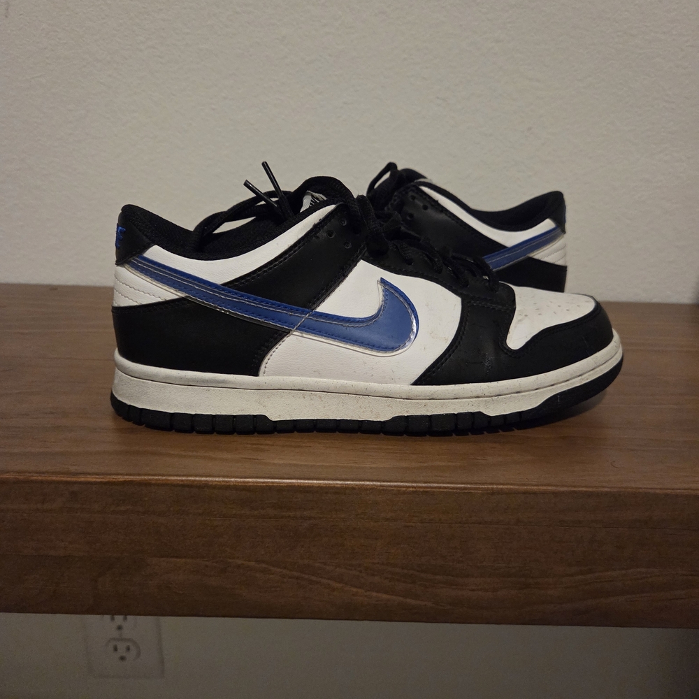 Nike Dunk Low Black White Royal Blue Swoosh